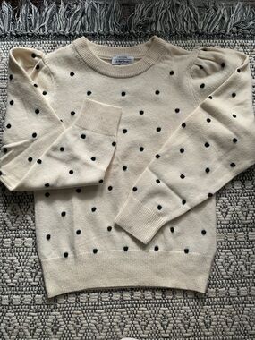 &Other Stories Cream Crewneck Sweater with Black Polka Dots